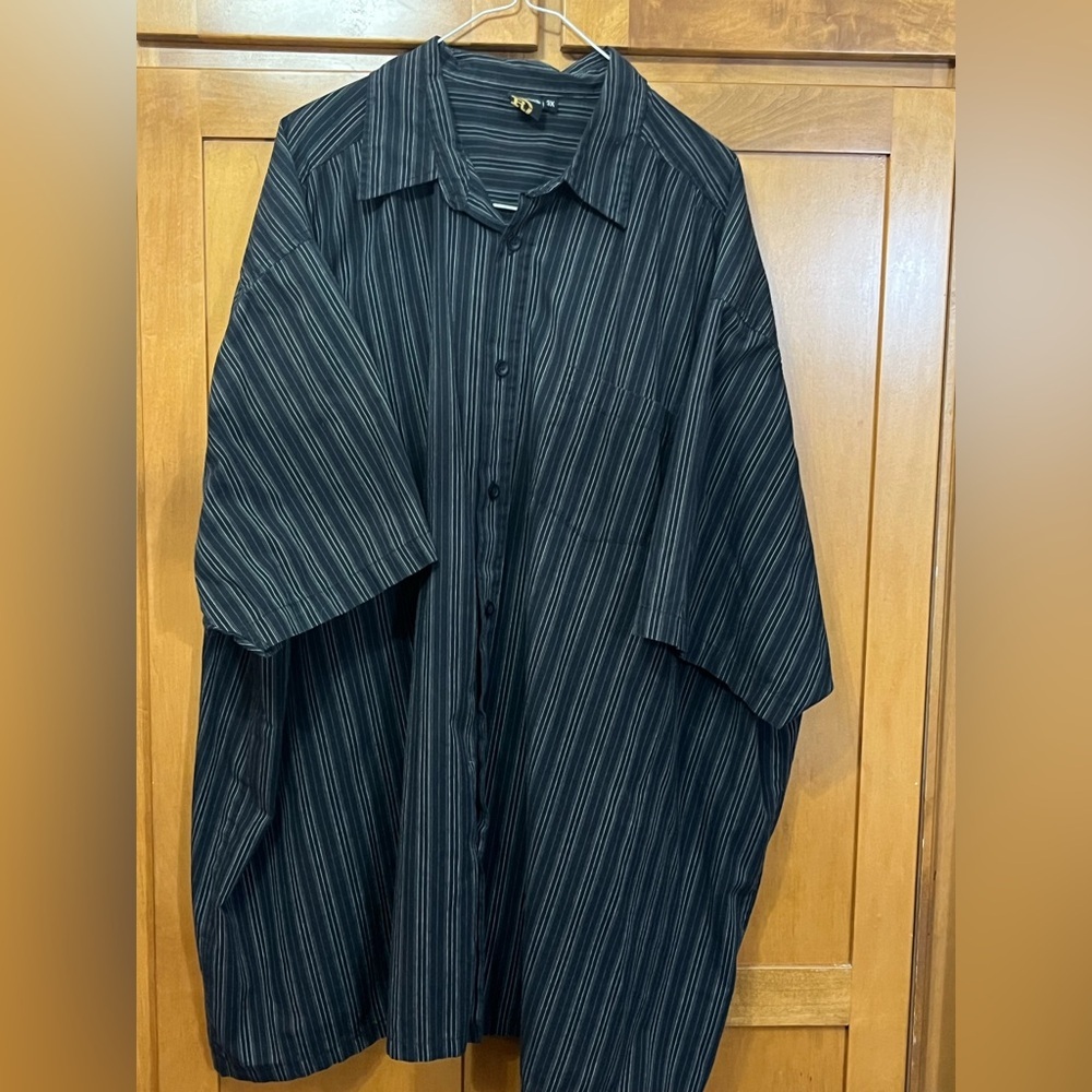 Roadster original Black Striped Button-Up Shirt, Mechanic Shopwear Size 3X